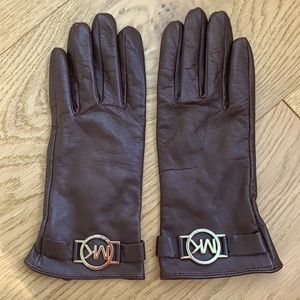 Michael Kors Brown Leather Gloves